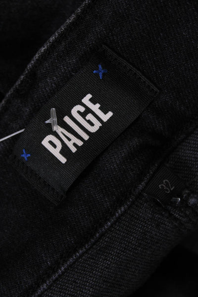 Paige Womens Cotton Denim Pleated Four Pocket High-Rise Shorts Black Size 32
