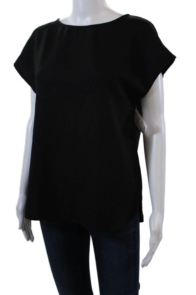 Estelle & Finn Womens Round Neck Short Sleeve Pullover Blouse Top Black Size XS
