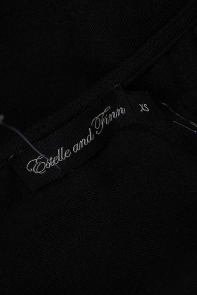 Estelle & Finn Womens Round Neck Short Sleeve Pullover Blouse Top Black Size XS