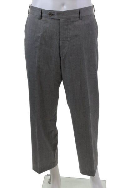 Bloomingdales The Mens Store Mens Wool Zippered Dress Pants Gray Size 34