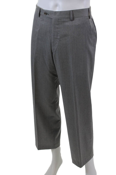 Bloomingdales The Mens Store Mens Wool Zippered Dress Pants Gray Size 34