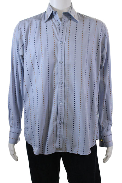 Ted Baker London Mens Cotton Geometric Collared Button-Down Shirt Blue Size 3