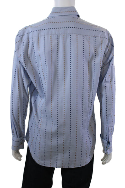 Ted Baker London Mens Cotton Geometric Collared Button-Down Shirt Blue Size 3