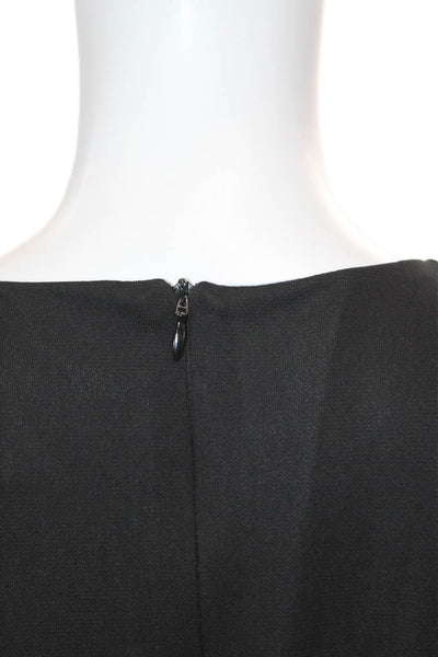 Zara Womens Two-Toned Round Neck Long Sleeve Zip Up Jumpsuit Black Size L