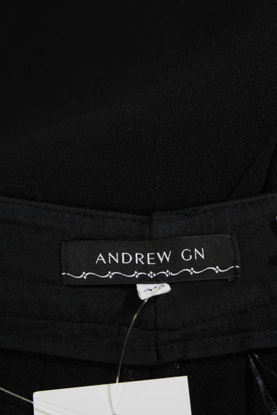 Andrew Gn Womens Textured Cotton Zip Pleated Lined Pants Black Size EUR 44
