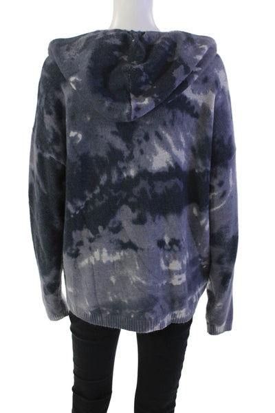 Charlie Womens Knit Tie Dye + Heart Print Pullover Hoodie Navy Size L