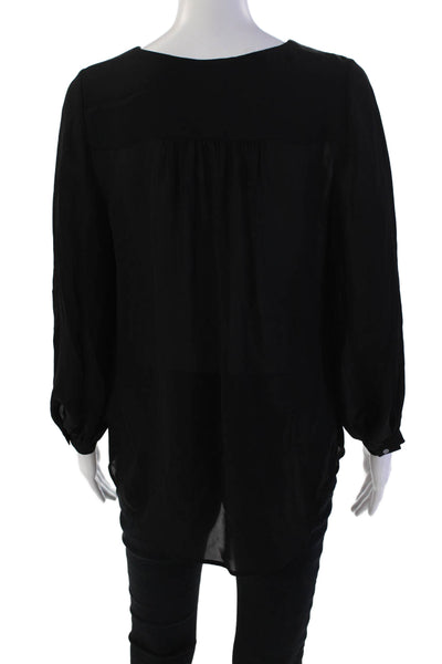 Joie Womens Silk V-Neck Long Sleeve Pullover Blouse Top Black Size XS