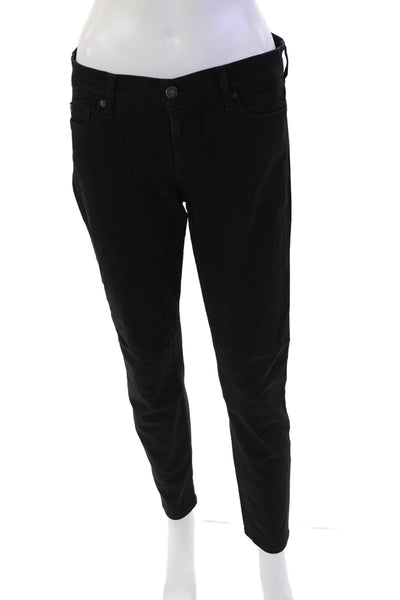 7 For All Mankind Womens Cotton Zip Button Skinny Jeans Black Size EUR 28