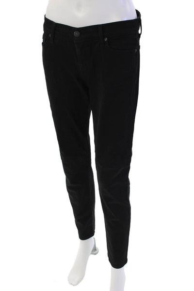 7 For All Mankind Womens Cotton Zip Button Skinny Jeans Black Size EUR 28