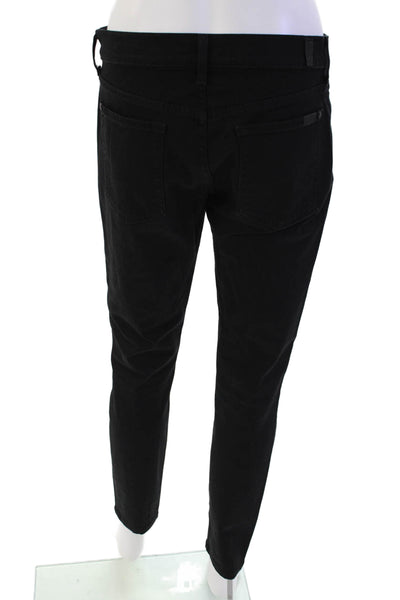 7 For All Mankind Womens Cotton Zip Button Skinny Jeans Black Size EUR 28