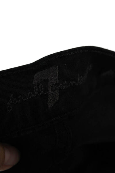 7 For All Mankind Womens Cotton Zip Button Skinny Jeans Black Size EUR 28