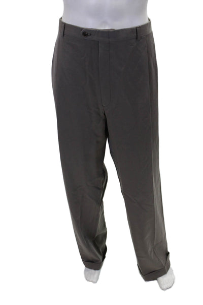 Burberrys Mens Wool Four Pocket Hook Closure Straight Leg Pants Taupe Size 40