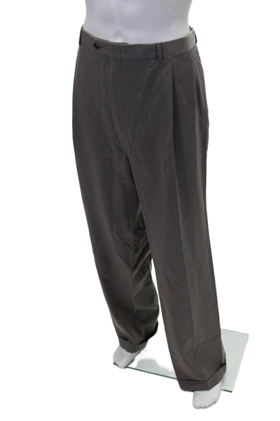 Burberrys Mens Wool Four Pocket Hook Closure Straight Leg Pants Taupe Size 40