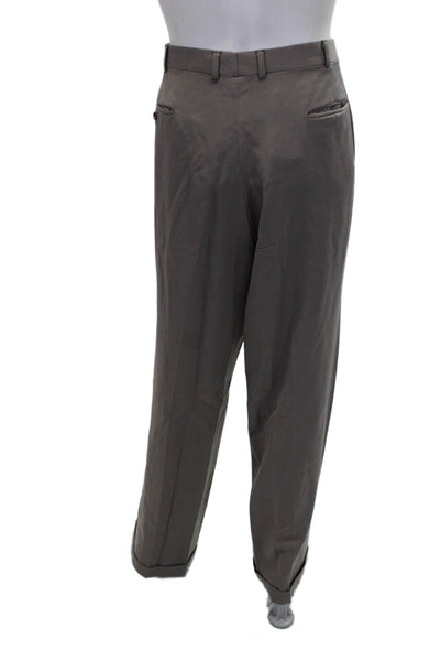 Burberrys Mens Wool Four Pocket Hook Closure Straight Leg Pants Taupe Size 40