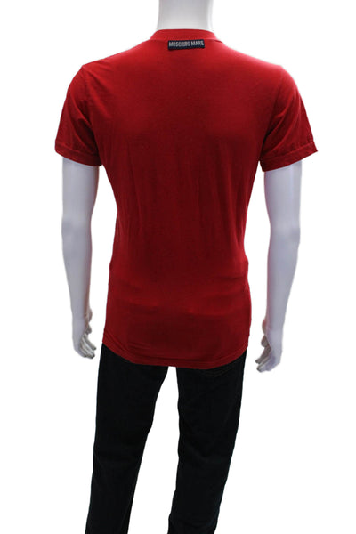 Moschino Mare Mens Cotton Crew Neck Short Sleev Pullover T-Shirt Red Size M