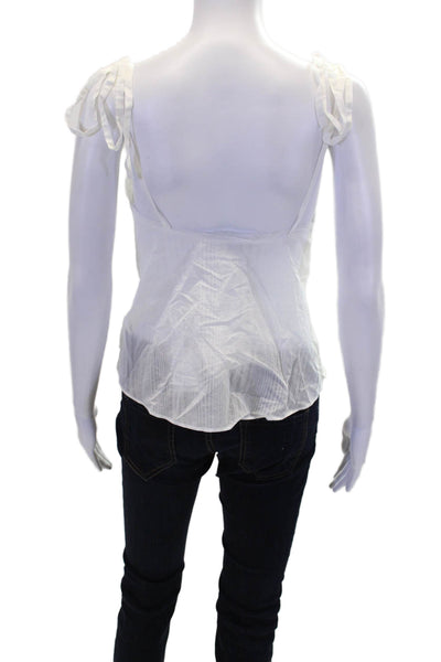 Zara Womens Cotton Spaghetti Strap Pleated Colorblock Top White Size S