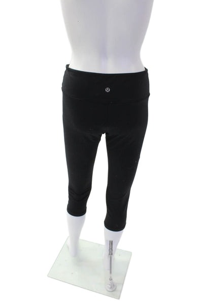 Lululemon Womens Capri Style Thick Elastic Waist Skinny Leggings Black Size 8