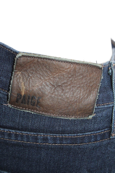 Paige Women Federal Dark Wash Straight Leg Denim Jeans Blue Size 34