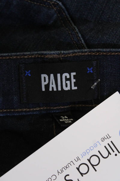 Paige Women Federal Dark Wash Straight Leg Denim Jeans Blue Size 34