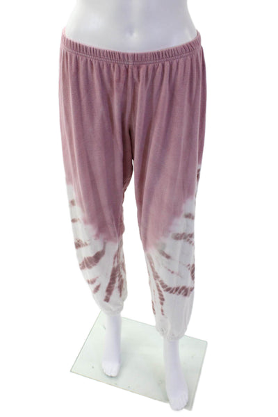 Spiritual Gangster Womens Tie-Dye Elastic Waist Sweatpants Pink Size L