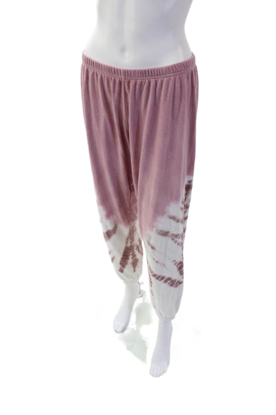 Spiritual Gangster Womens Tie-Dye Elastic Waist Sweatpants Pink Size L