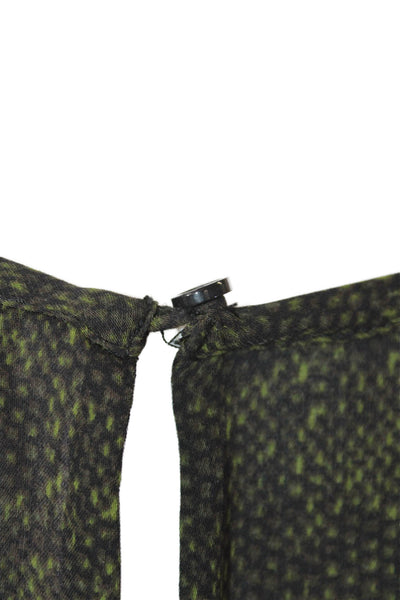 Michael Kors Womens Animal Print V-Neck Long Sleeve Blouse Top Green Size XL