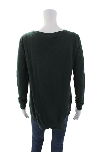 Scoop NYC Womens Silk Long Sleeve Knit Pullover Sweater Green Size M