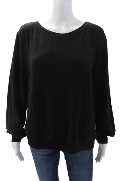 Wildfox Womens Long Sleeve Pullover Crew Neck Sweatshirt Black Size M