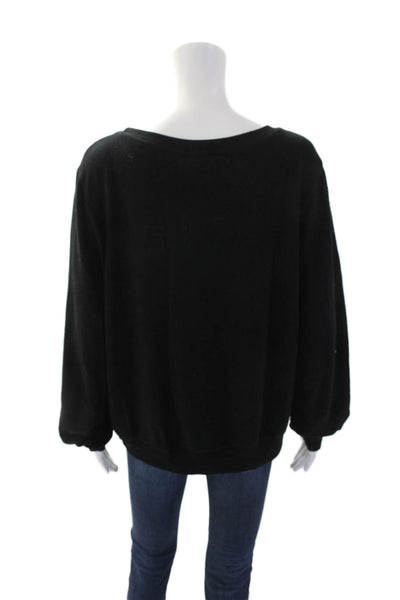 Wildfox Womens Long Sleeve Pullover Crew Neck Sweatshirt Black Size M