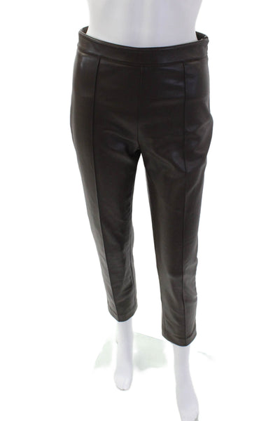 Toccin Womens Faux Leather High Rise Skinny Leg Pantsa Pecan Brown Size 0