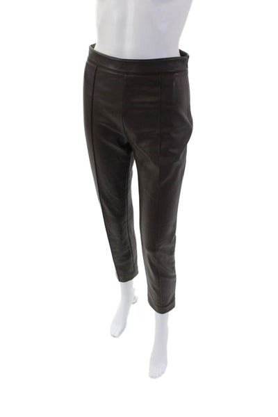Toccin Womens Faux Leather High Rise Skinny Leg Pantsa Pecan Brown Size 0