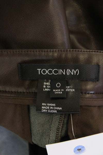 Toccin Womens Faux Leather High Rise Skinny Leg Pantsa Pecan Brown Size 0