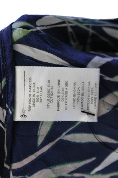 Equipment Femme Womens Leaf Print Stretch Casual Tied Shorts Blue Size S