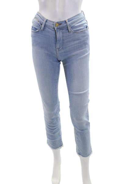 Frame Denim Womens Cotton Le High Straight Light Wash Jeans Blue Size 25