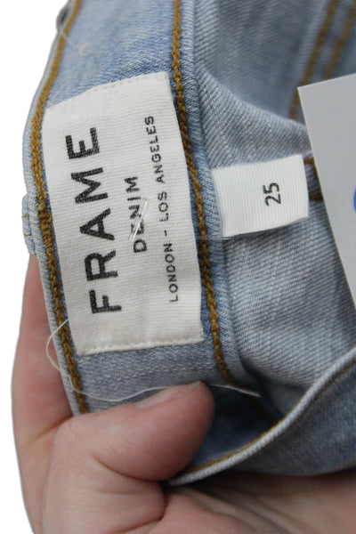 Frame Denim Womens Cotton Le High Straight Light Wash Jeans Blue Size 25