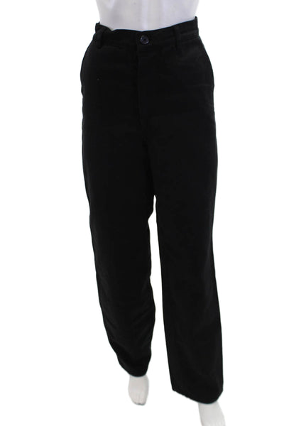 Riley Womens Cotton Buttoned Wide-Leg High-Rise Boyfriend Jeans Black Size S