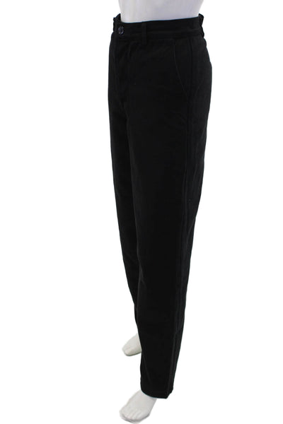 Riley Womens Cotton Buttoned Wide-Leg High-Rise Boyfriend Jeans Black Size S