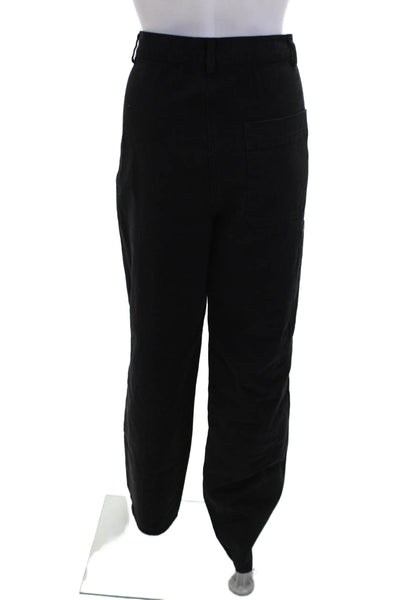 Riley Womens Cotton Buttoned Wide-Leg High-Rise Boyfriend Jeans Black Size S