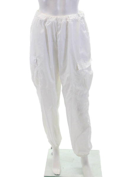 Riley Womens Stretch Cargo High-Waisted Tapered Casual Pants White Size L