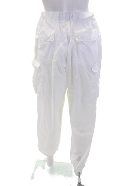 Riley Womens Stretch Cargo High-Waisted Tapered Casual Pants White Size L