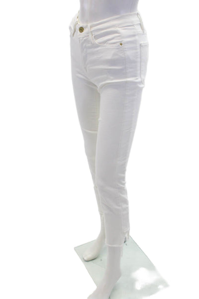 Frame Denim Womens Le High Straight Mid-Rise Frayed Jeans White Size 25