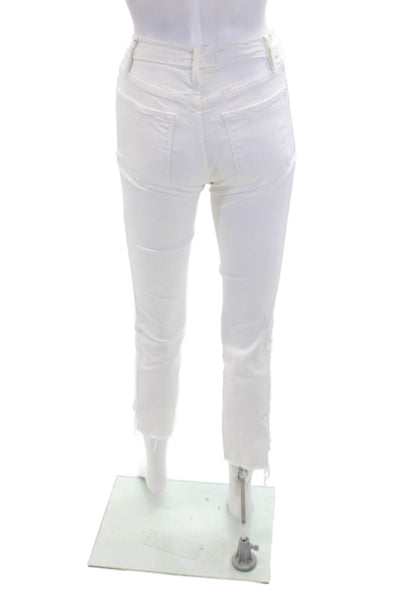 Frame Denim Womens Le High Straight Mid-Rise Frayed Jeans White Size 25