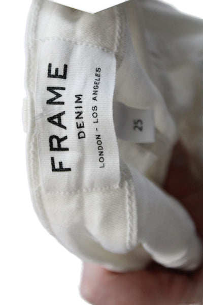 Frame Denim Womens Le High Straight Mid-Rise Frayed Jeans White Size 25
