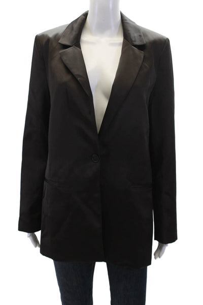 Zara Womens Notched Collar Long Sleeve Buttoned Blazer Brown Size XS