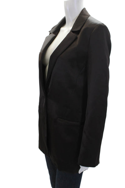 Zara Womens Notched Collar Long Sleeve Buttoned Blazer Brown Size XS