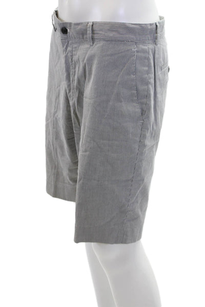 Michael Kors Mens Cotton Flat Front Striped Casual Shorts Black White Size 33