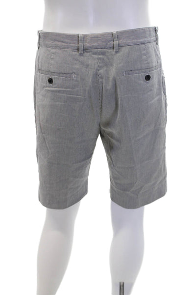Michael Kors Mens Cotton Flat Front Striped Casual Shorts Black White Size 33