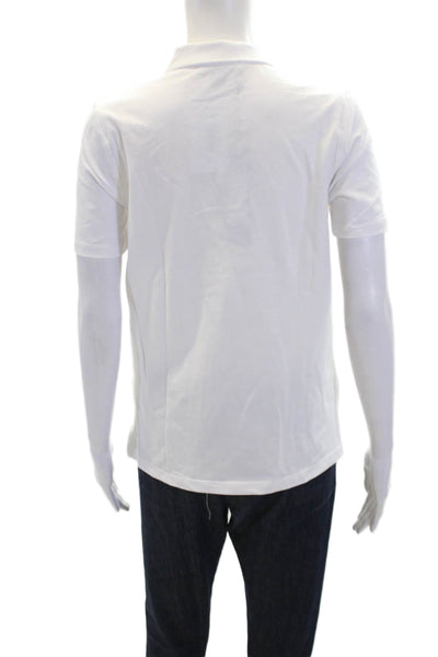 Renuar Womens Cotton Collared 1/2 Zippered Short Sleeve Blouse Top White Size XS