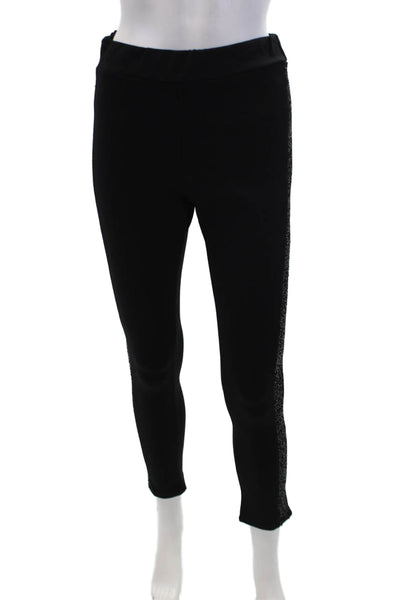 Flora Ashley Womens Sequined Stretch Skinny Pants Solid Black Size XS