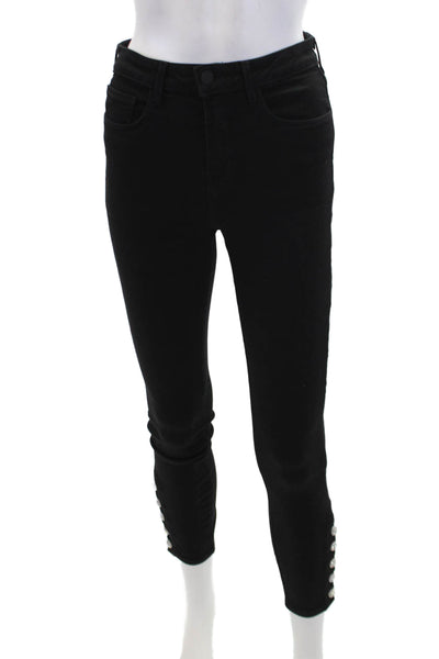 L'Agence Womens High Rise Skinny Leg Lindsey Jeans Black Cotton Size 26